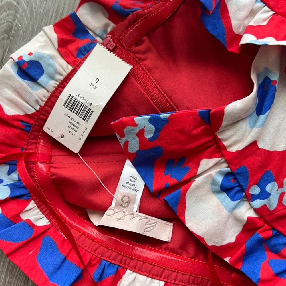 Anthropologie Hutch Motif Corset Top Floral Strapless Ruffle Red Blue size 6 NWT - Picture 7 of 9